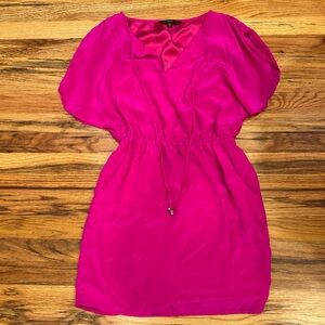 Y2K Single Brand Bright Fuchsia Silk Elastic Waist Dress Lined Size Small